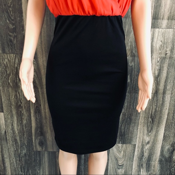 Ya Los Angeles Red and Black Chiffon/Bodycon dress - Picture 3 of 9